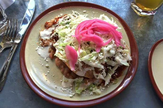 photo of refried bean tostada from Lone Star Taco Bar, Cambridge, MA
