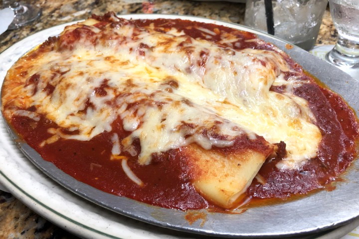 photo of manicotti from Maria's Restaurant, Braintree, MA