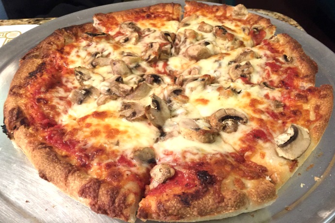 photo of mushroom pizza from Maria's Restaurant, Braintree, MA