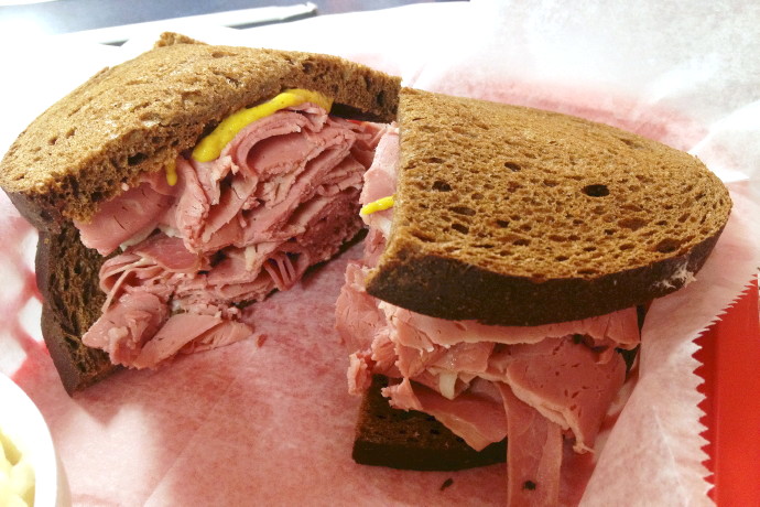 photo of a corned beef sandwich from Maxie's Delicatessen, Stoughton, MA