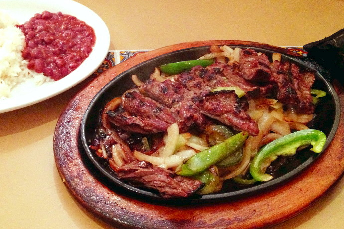 photo of beef fajitas from Mi Pueblito, East Boston, MA (from hiddenboston.com)