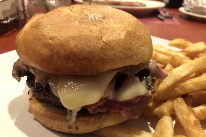 photo of pastrami burger from Midway Restaurant, Dedham, MA
