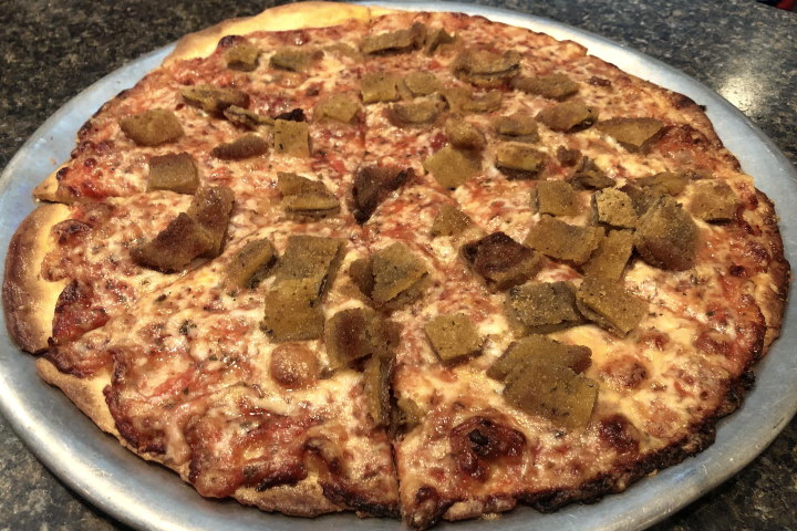 photo of eggplant pizza from Monte's, Lynn, MA