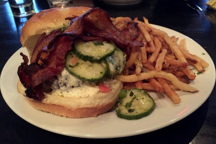 photo of a burger from Moonshine 152, South Boston, MA