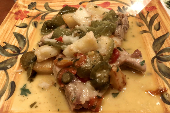 photo of pork chops and vinegar peppers from Nappi's Restaurant, Medford, MA