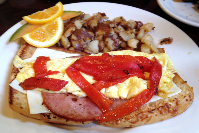 photo of ham focaccia from Niko's Restaurant, Weymouth, MA (from hiddenboston.com)