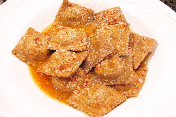 photo of smoked mozzarella ravioli from the Pasta Market Cafe, Malden, MA