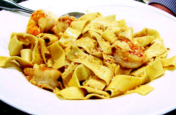 photo of shrimp scampi pappardelle from the Pasta Market Cafe, Malden, MA