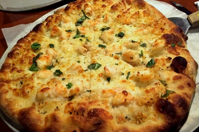 photo of shrimp pizza from Pearl Street Station Restaurant, Malden, MA