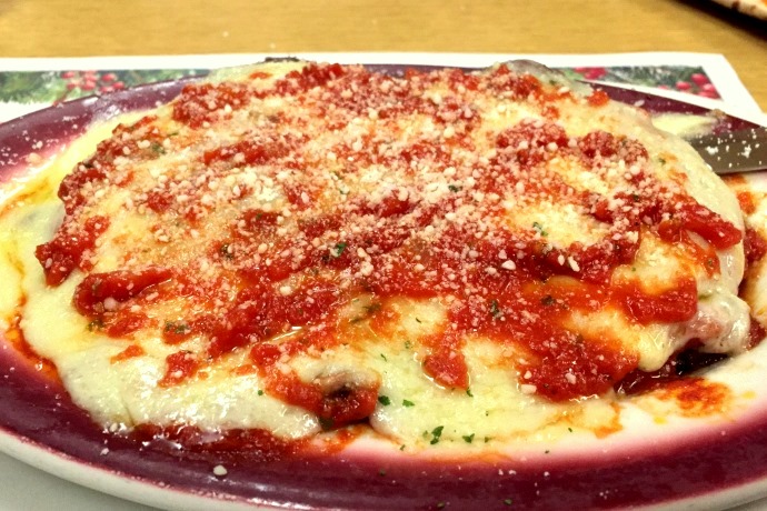 photo of chicken and eggplant parmigiana from the Pleasant Cafe, Roslindale, MA
