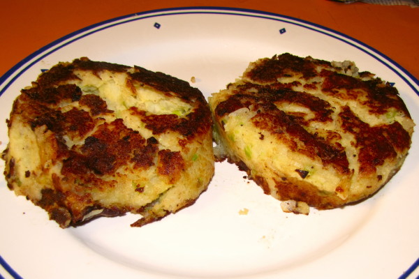 photo of homemade potato and cabbage cakes