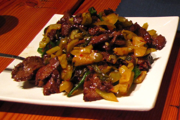 photo of beef with pickled cabbage from Shanghai Gate, Allston, MA