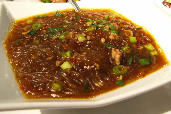 photo of glass noodles and minced pork from Sichuan Garden, Brookline, MA