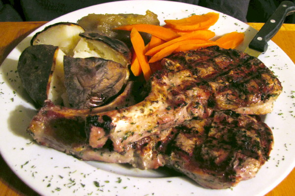 photo of pork chops from the Swanton Street Diner, Winchester, MA