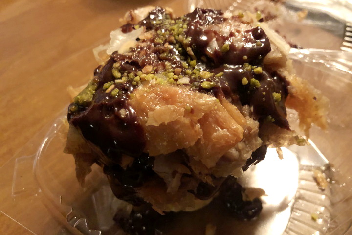 photo of baklava cheesecake from Taso's Euro Cafe in Norwood, MA