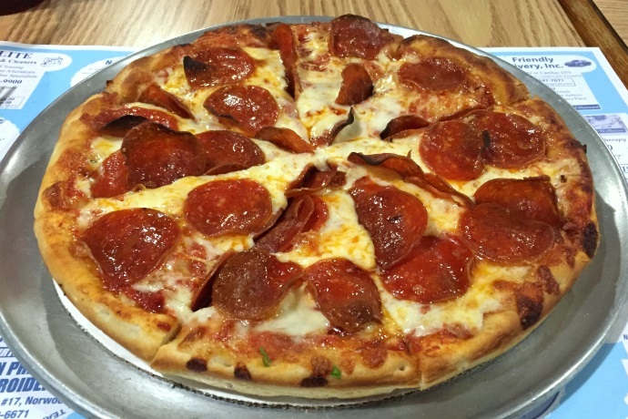 photo of pepperoni pizza from Taso's Euro-Cafe, Norwood, MA