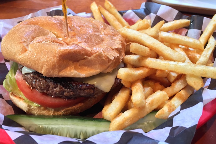 photo of cheeseburger from The Restaurant, Woburn, MA