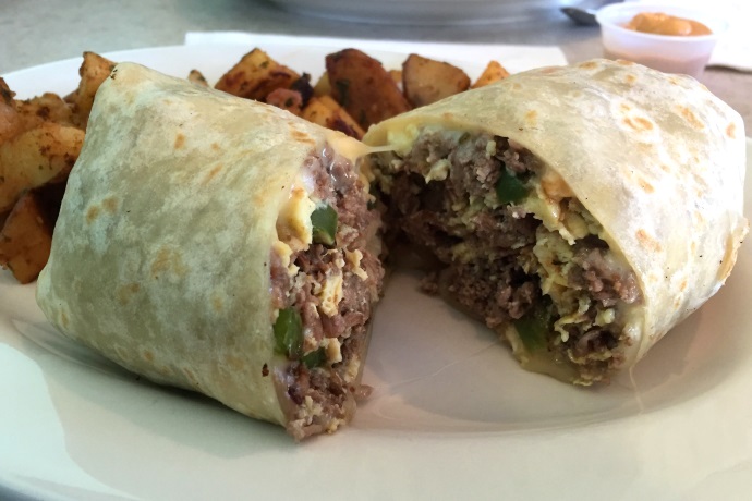 photo of breakfast burrito from Victoria's Diner, Boston, MA