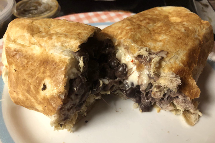photo of a chicken burrito from Villa Mexico, Boston, MA