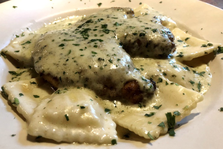 photo of pesto chicken ravioli alfredo from The Village Manor, Dedham, MA