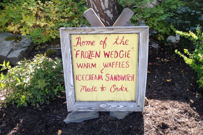 photo of frozen wedgie sign at The Village Sampler, Jeffersonville, VT