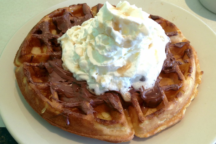 photo of waffle with Nutella from Victoria's Diner, Boston, MA