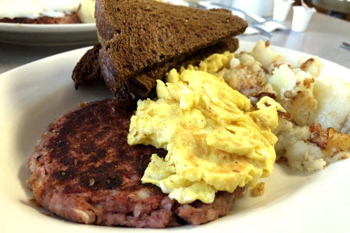photo of corned beef hash breakfast plate from The Wheelhouse Diner, Quincy, MA