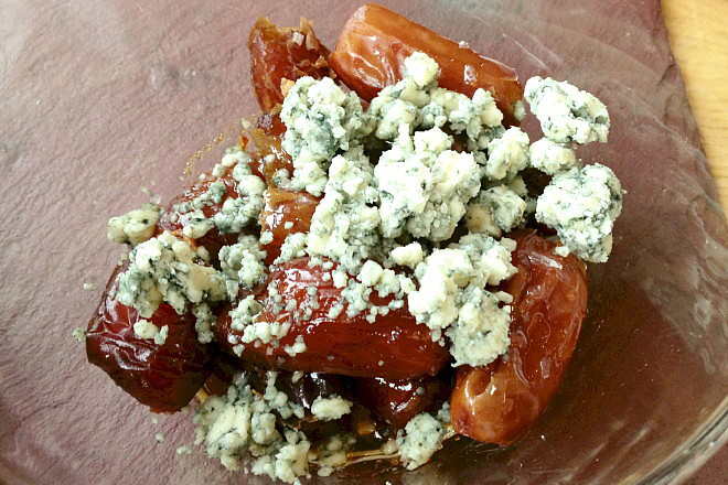 photo of warm dates with blue cheese and honey  from When Pigs Fly Pizzeria, Kittery, ME