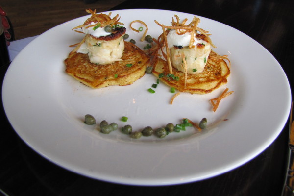 photo of crab cakes and boxty from The Whiskey Priest, Boston, MA